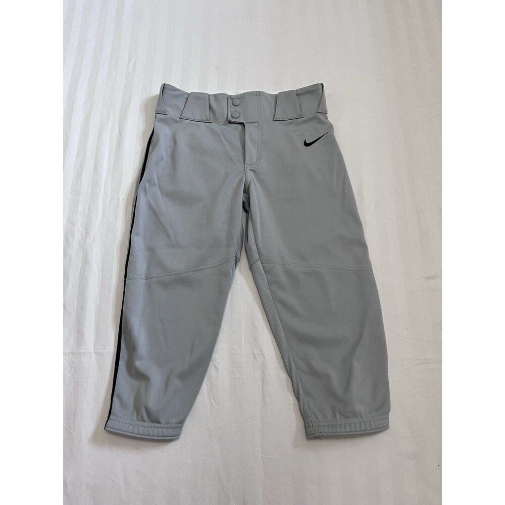 Nike Boys Vapor Select Baseball Pants Large L Gray Piped BQ6444-052 Dri-Fit 3/4